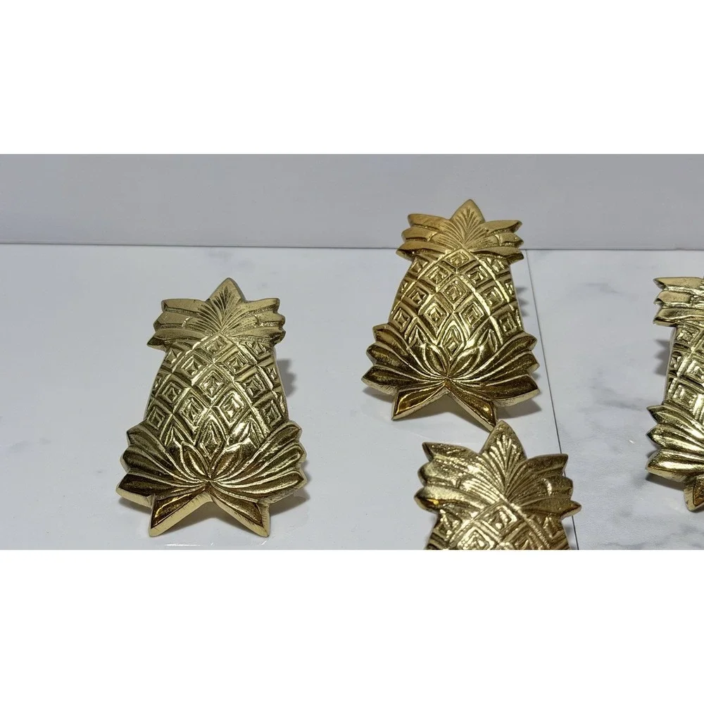 Set 8 Vintage Pence 1980's Brass Pineapple Napkin Rings